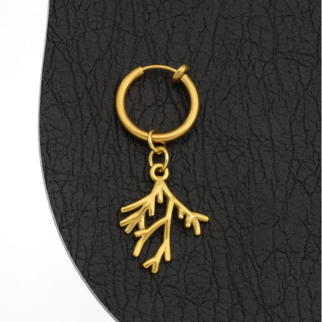 Branch Hoop Drop Earring / Clip On Earring
