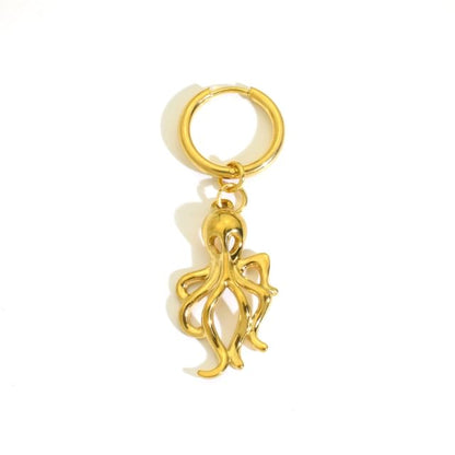 Octopus Hoop Drop Earring / Clip On Earring