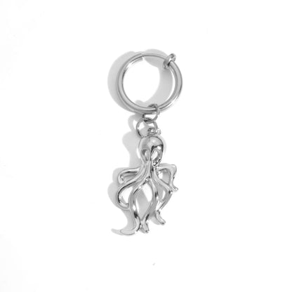 Octopus Hoop Drop Earring / Clip On Earring
