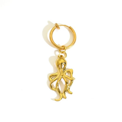 Octopus Hoop Drop Earring / Clip On Earring