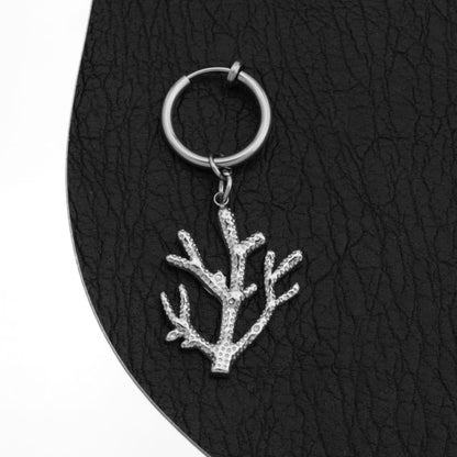 Coral Hoop Drop Earring / Clip On Earring