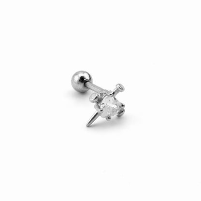 Rhinestone Nail Barbell Earring