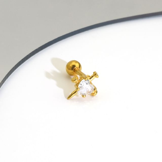Rhinestone Nail Barbell Earring
