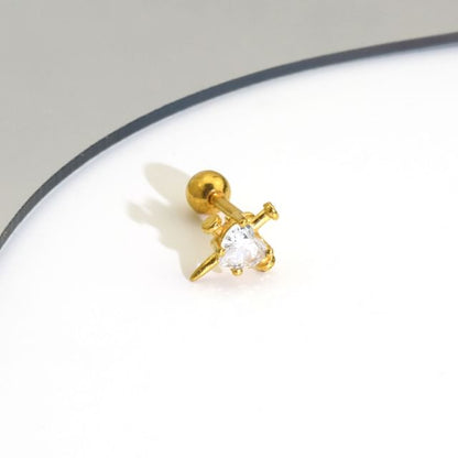 Rhinestone Nail Barbell Earring