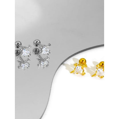 Rhinestone Nail Barbell Earring