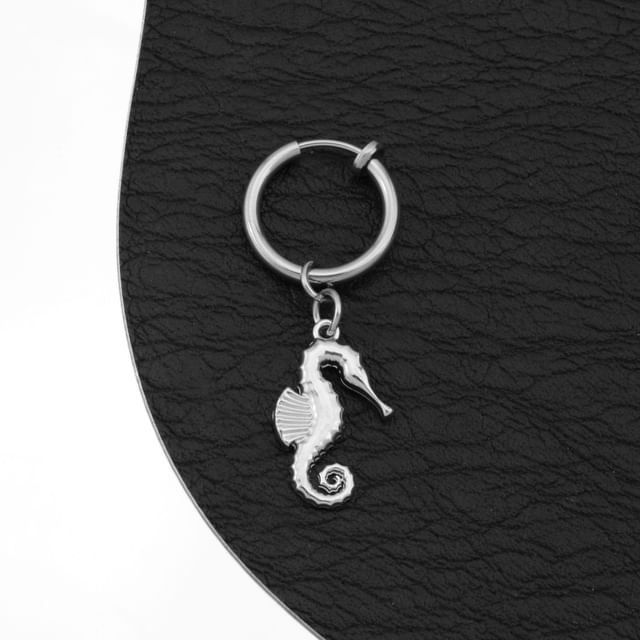 Seahorse Hoop Drop Earring / Clip On Earring