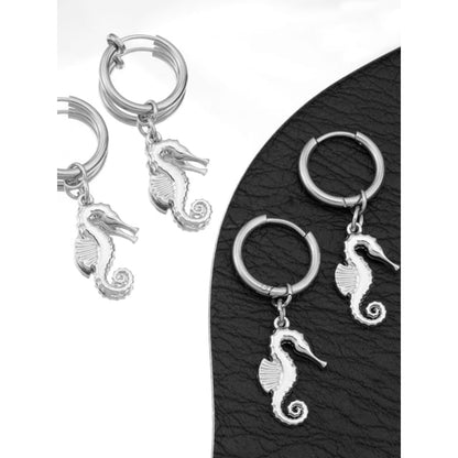 Seahorse Hoop Drop Earring / Clip On Earring