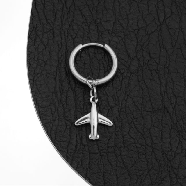 Airplane Hoop Drop Earring / Clip On Earring