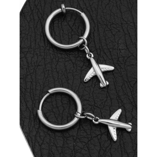 Airplane Hoop Drop Earring / Clip On Earring