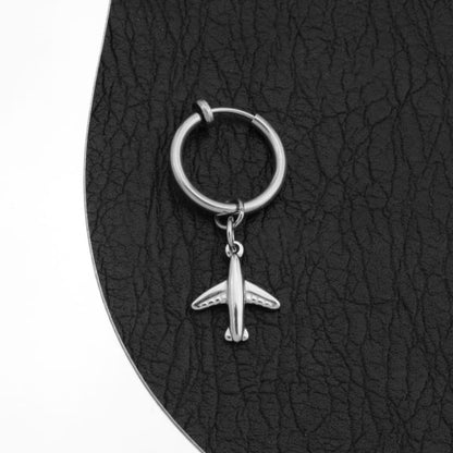 Airplane Hoop Drop Earring / Clip On Earring