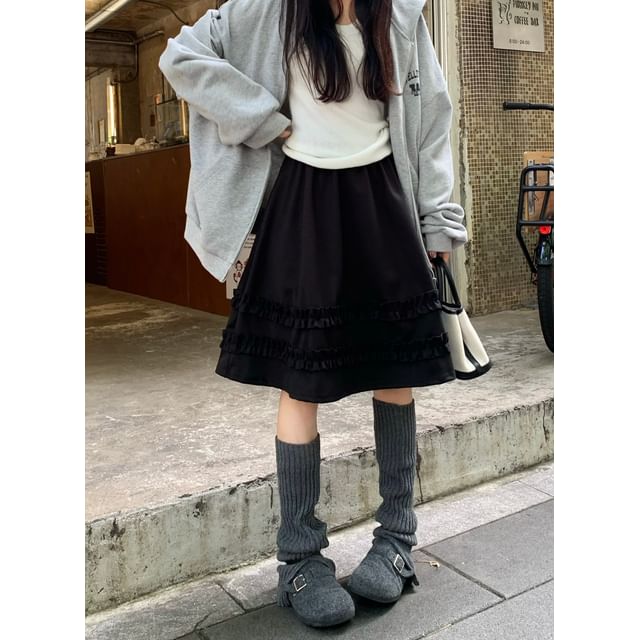High Waist Ruffled Mini A-Line Skirt