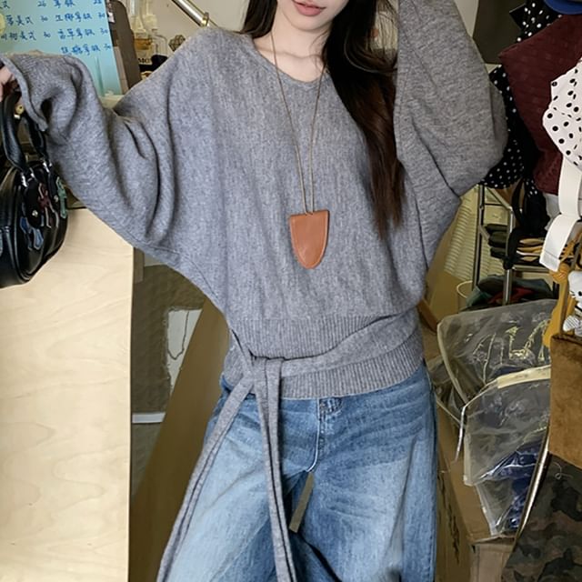 V-Neck Drop Shoulder Knit Sweater