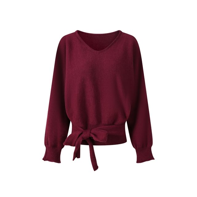 V-Neck Drop Shoulder Knit Sweater