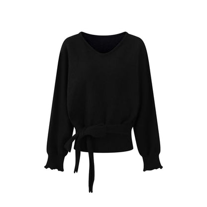 V-Neck Drop Shoulder Knit Sweater