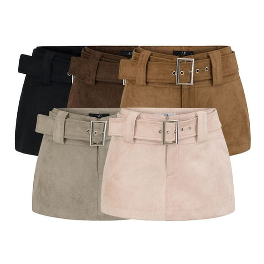 Belt Waist Mini Skirt