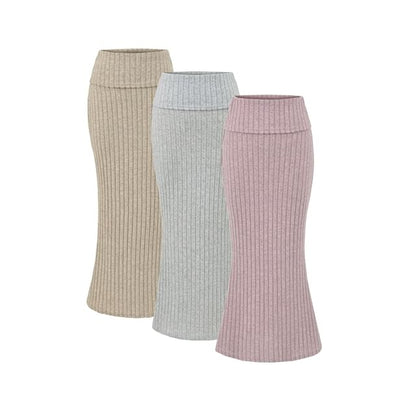 High Rise Plain Maxi Fishtail Skirt