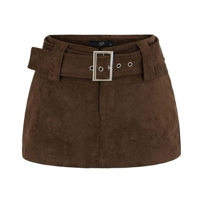 Belt Waist Mini Skirt