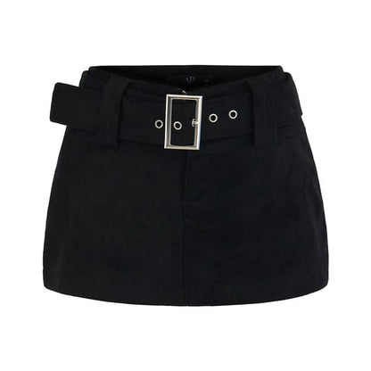 Belt Waist Mini Skirt