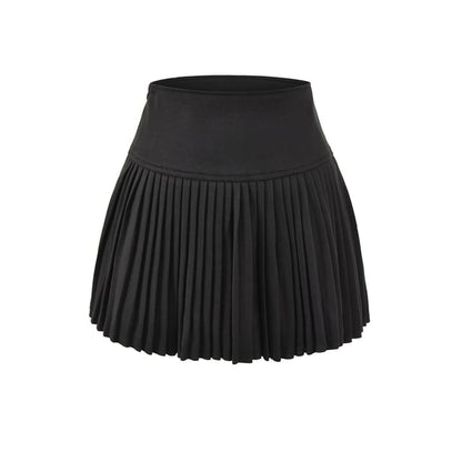 High Waist Plain Knit Mini Pleated Skirt