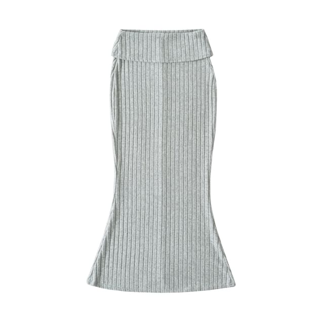 High Rise Plain Maxi Fishtail Skirt