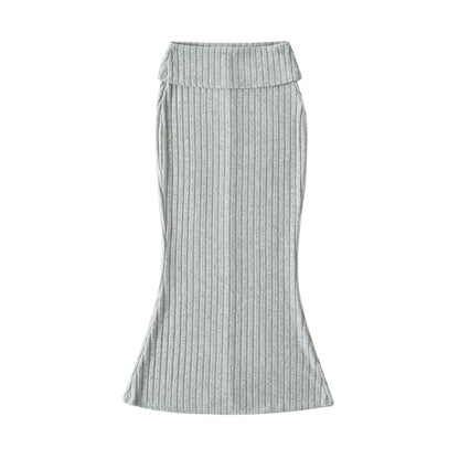High Rise Plain Maxi Fishtail Skirt