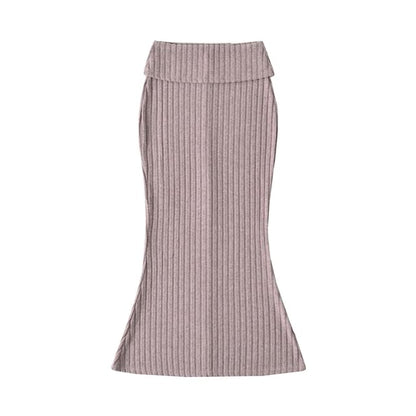 High Rise Plain Maxi Fishtail Skirt