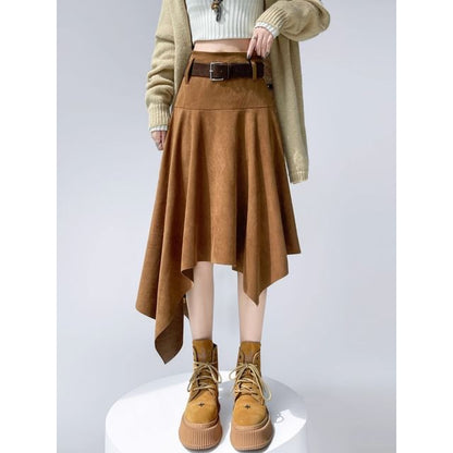 Asymmetrical High Waist A-Line Skirt
