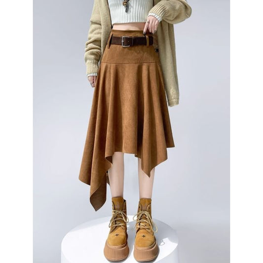 Asymmetrical High Waist A-Line Skirt