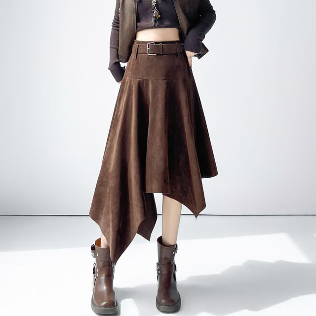 Asymmetrical High Waist A-Line Skirt