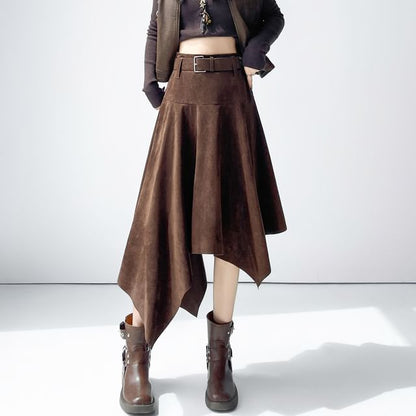 Asymmetrical High Waist A-Line Skirt