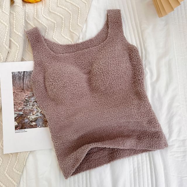 Padded Square Neck Knit Tank