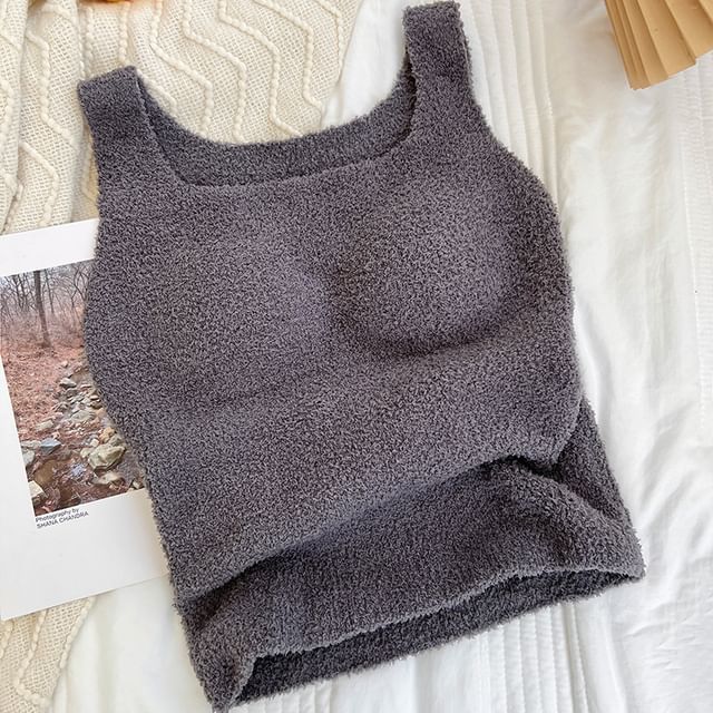 Padded Square Neck Knit Tank