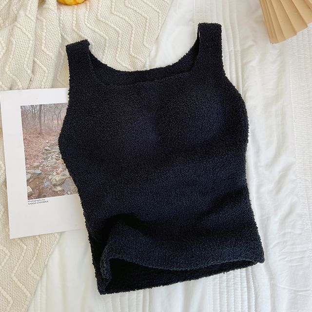 Padded Square Neck Knit Tank