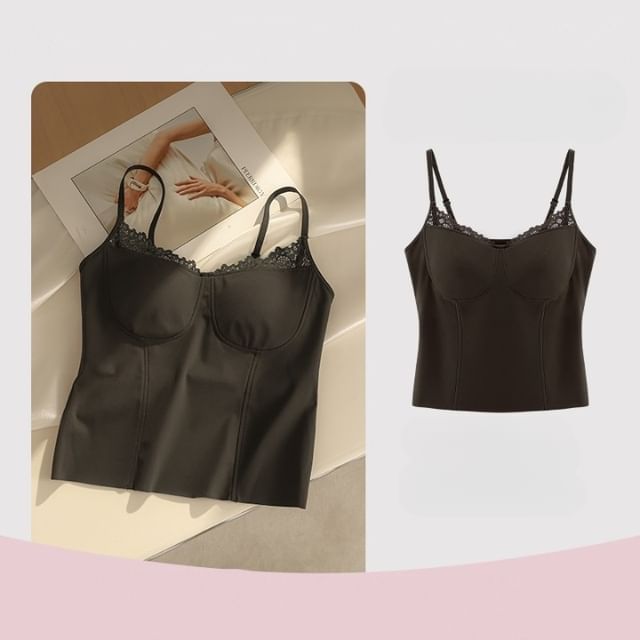 Lace Trim Padded Slim Fit Cami