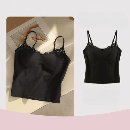 Lace Trim Padded Slim Fit Cami