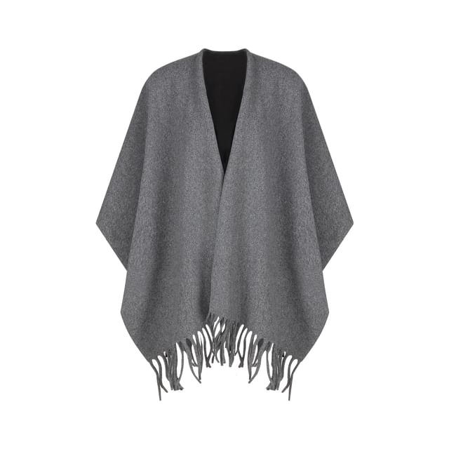 Long-Sleeve V-Neck Plain Maxi A-Line Dress / Scarf
