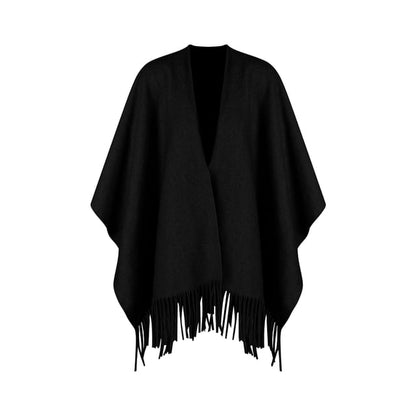 Long-Sleeve V-Neck Plain Maxi A-Line Dress / Scarf