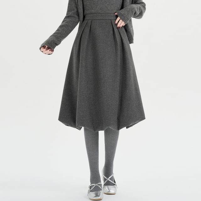 High Waist Midi A-Line Skirt