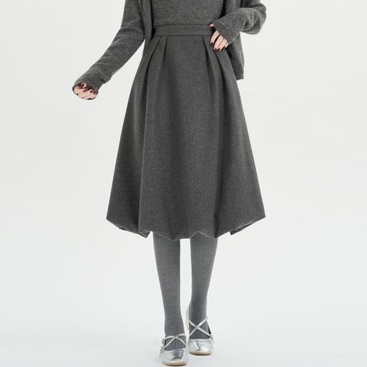 High Waist Midi A-Line Skirt