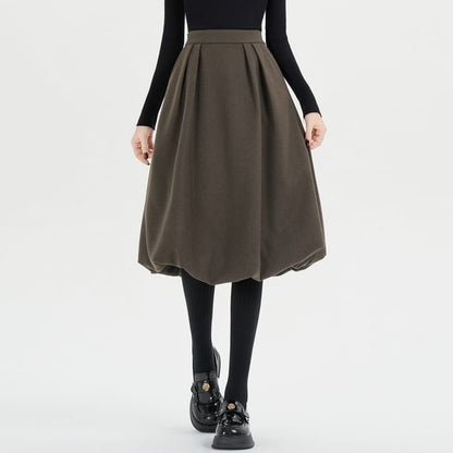 High Waist Midi A-Line Skirt