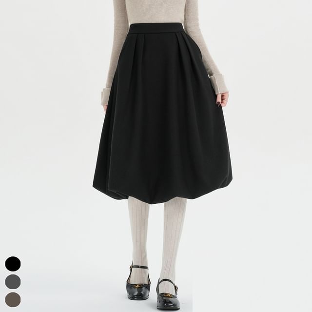High Waist Midi A-Line Skirt