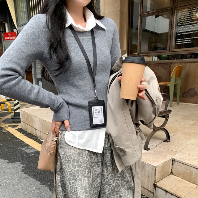 Round Neck Long-Sleeve Knit Top