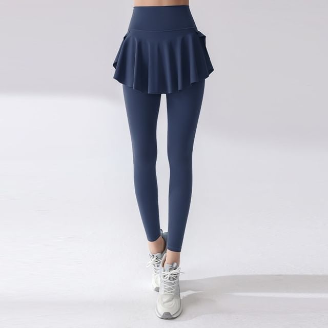 High Rise Skirt Overlay Yoga Leggings