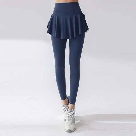 High Rise Skirt Overlay Yoga Leggings