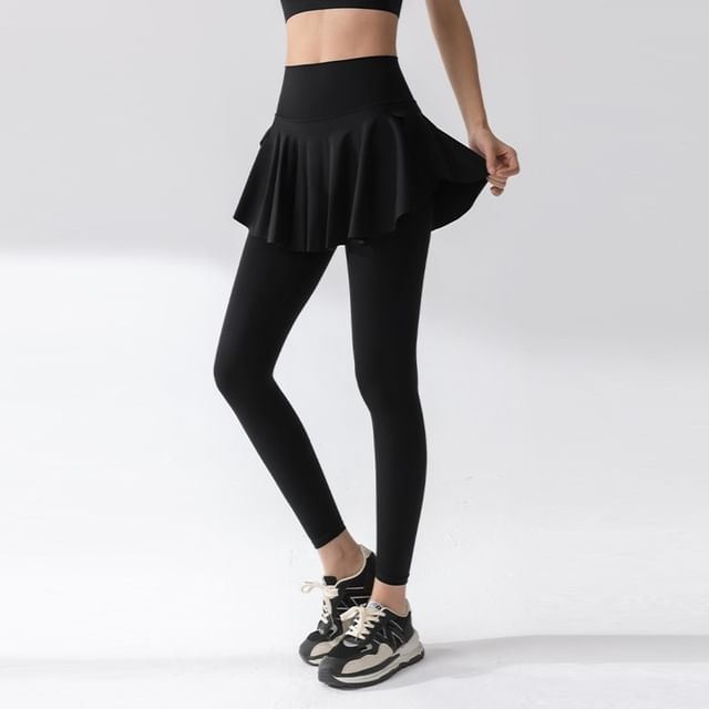High Rise Skirt Overlay Yoga Leggings
