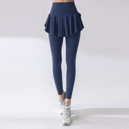High Rise Skirt Overlay Yoga Leggings
