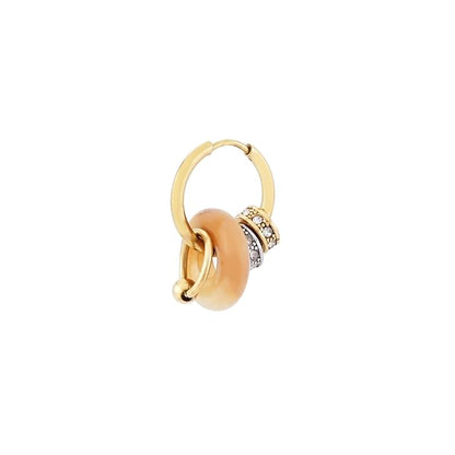 Interlocking Hoop Faux Gemstone Alloy Huggie Earring