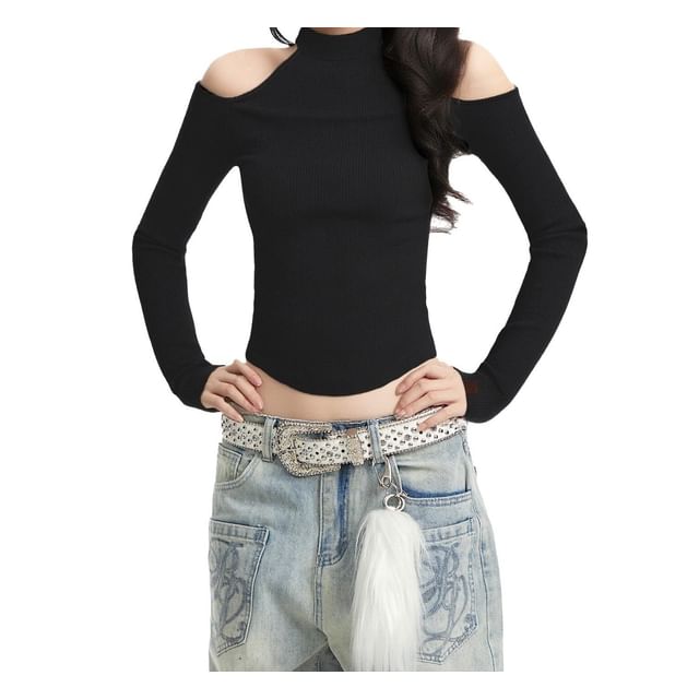 Stylish Long-Sleeve Cutout Shoulder Top
