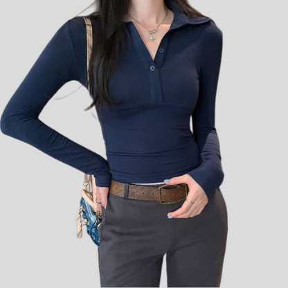 Collared Slim Fit Long Sleeve Tee