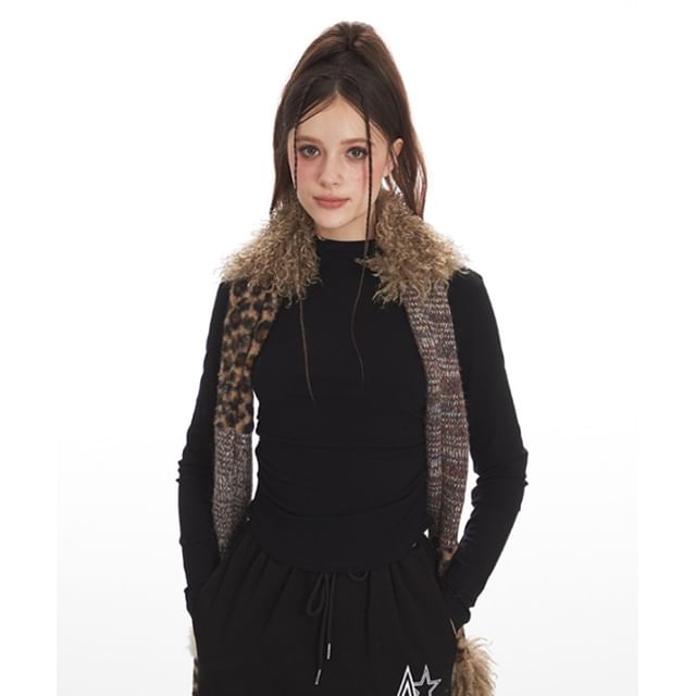 Solid Mock Neck Long-Sleeve Pullover